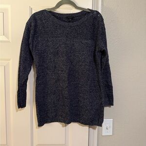 Talbots Dark Navy Heathered Crew Neck Sweater